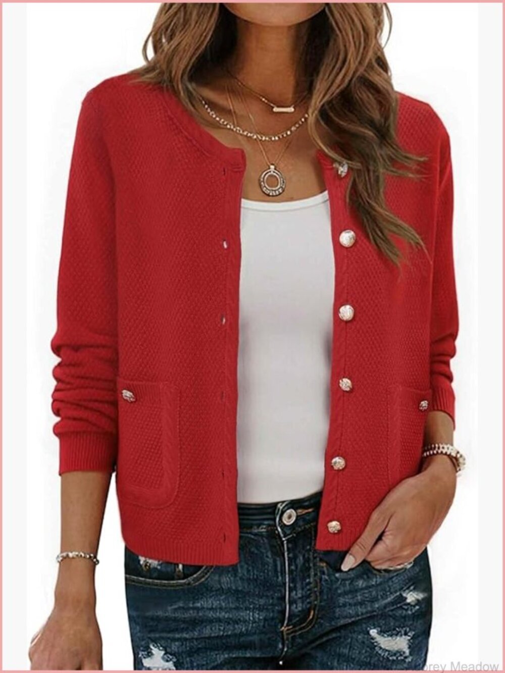 Chunky Knit Cardigan Sweater for Women Button Front Dressy Office Wear